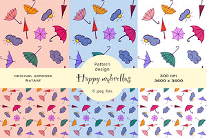 Seamless pattern Happy Umbrellas JPG