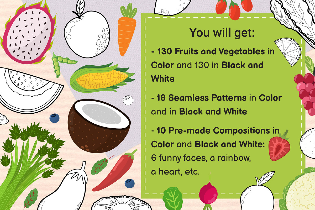 Fruits and Vegetables Clipart Bundle, an Object Graphic by Gulnara Sabirova (Photo 2 of 35)