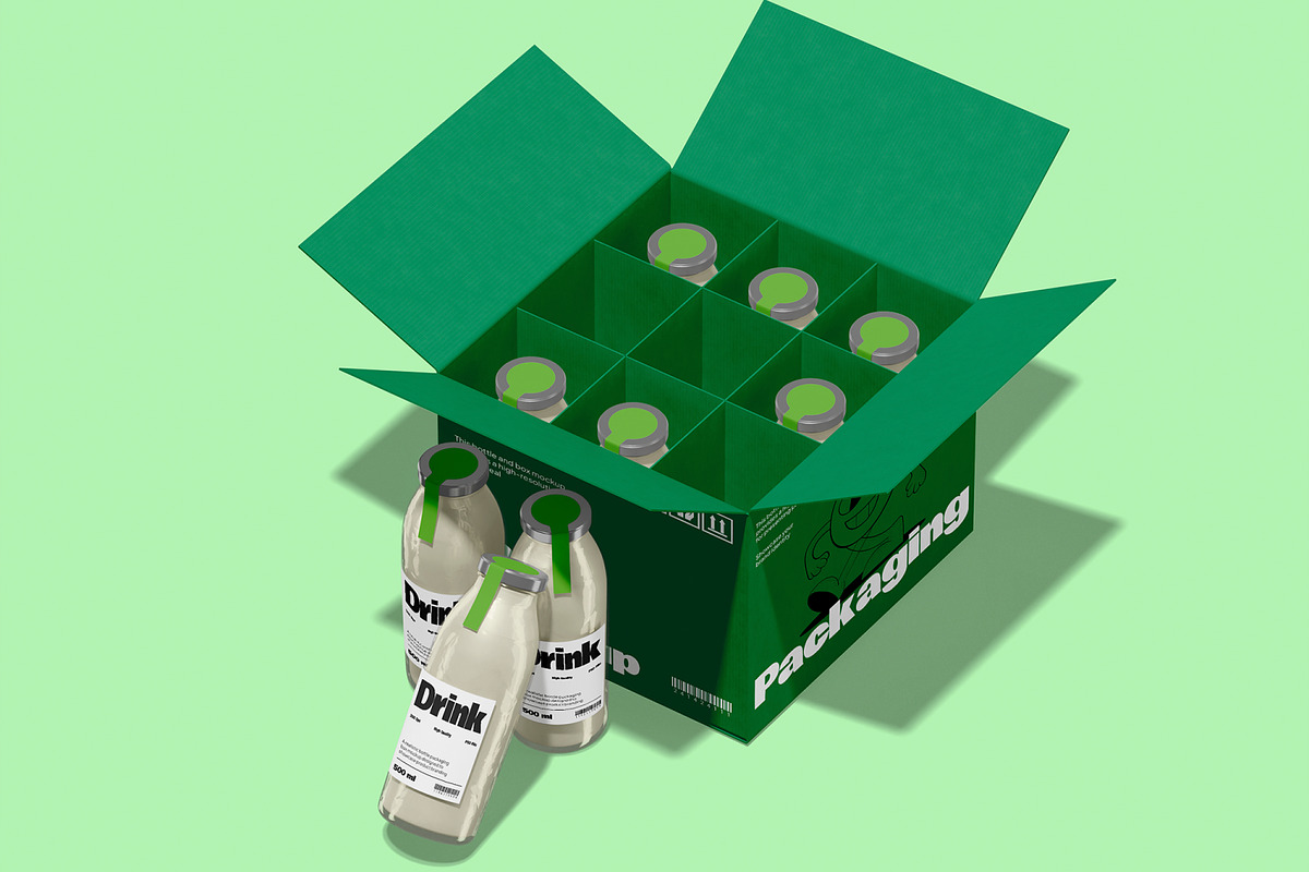 Bottle Packaging Box Mockup, a Packaging Mockup by Unerispace (Photo 2 of 5)