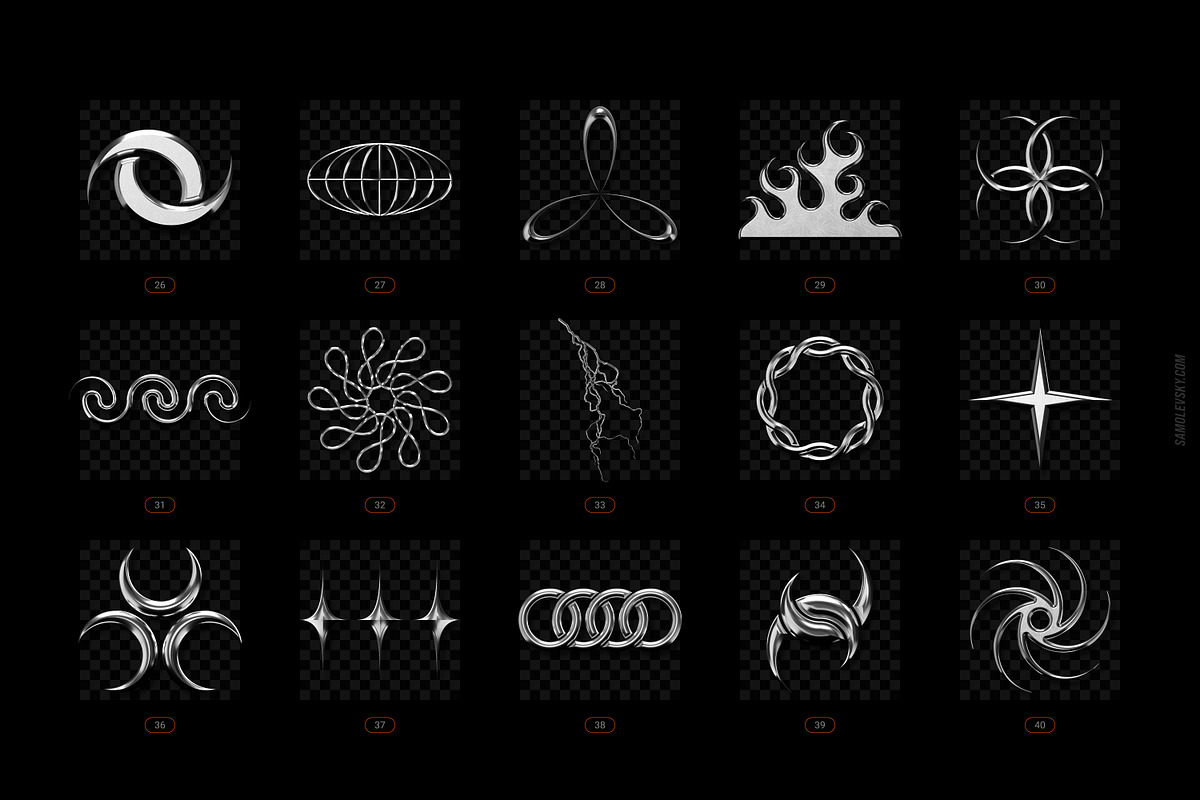 Chrome & Vector Abstract Shapes Pack, an Object Graphic by Samolevsky (Photo 8 of 25)