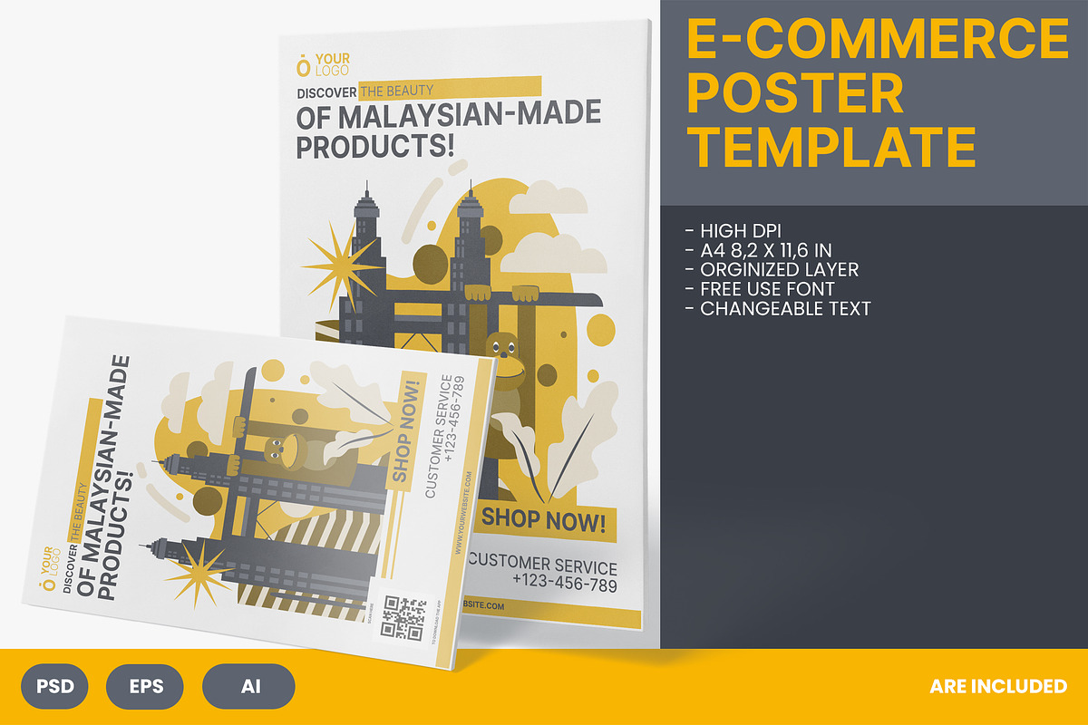 E-Commerce Poster, a Poster Template by Esensifiksi.studio (Photo 1 of 4)