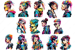 Punky girl cliparts
