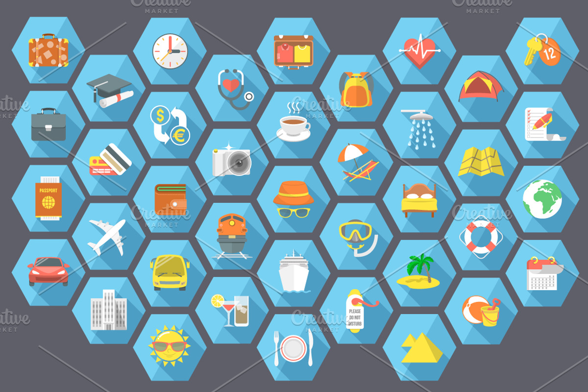 Traveling and tourism flat icons, an Icon by Vectorikart (Photo 2 of 2)