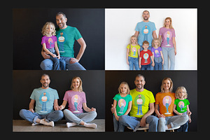 Happy Family T-Shirt Mock-Up Set