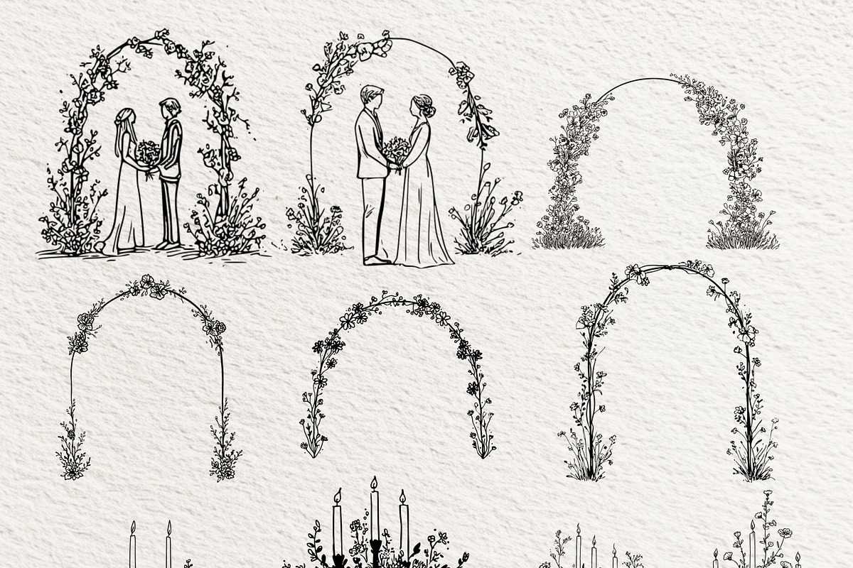 Wedding Clipart Icons Line Art black, a Person Illustration by artinspirestudio (Photo 2 of 9)