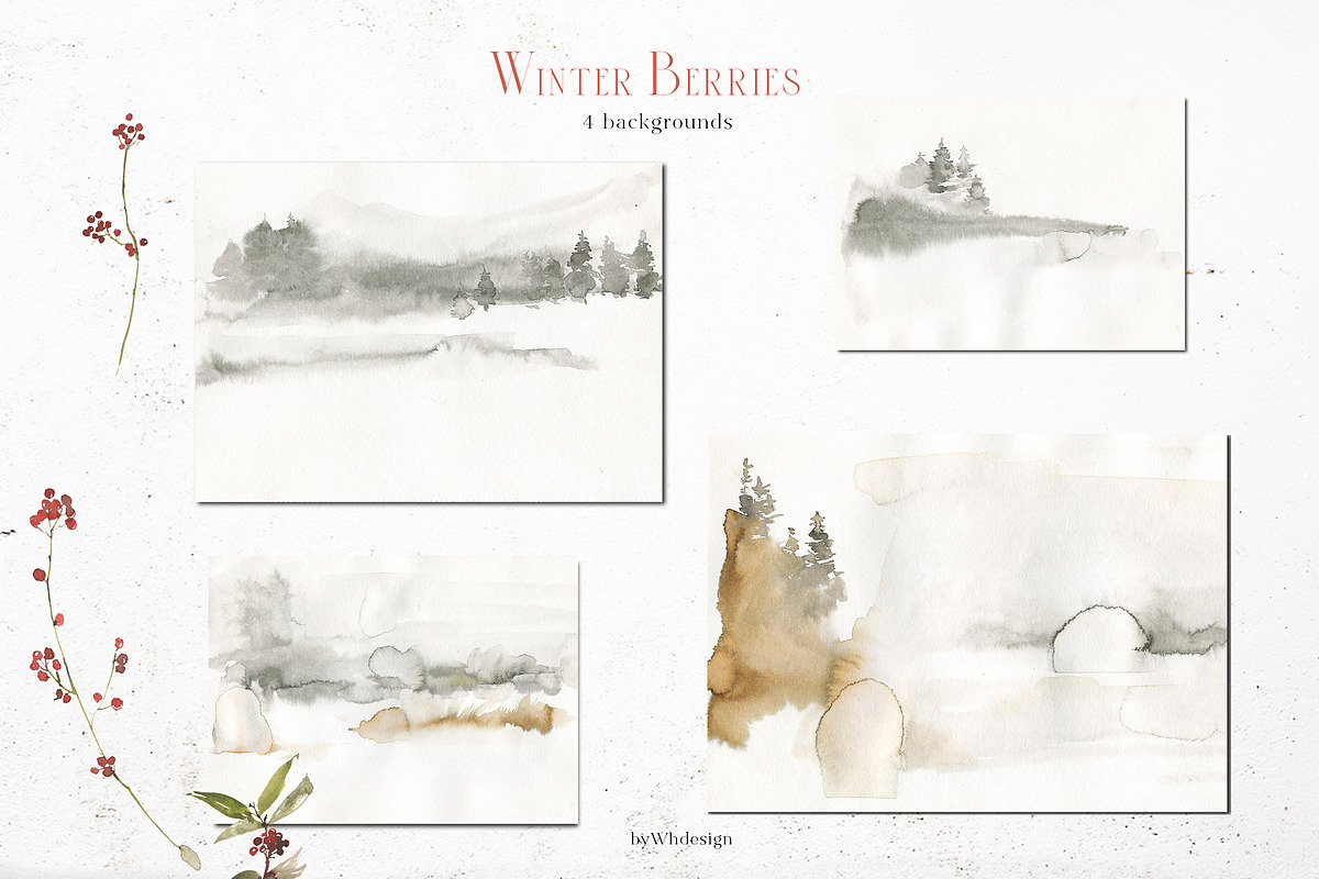 Winter Berries Christmas Watercolour, a Decorative Illustration by whiteheartdesign (Photo 11 of 14)