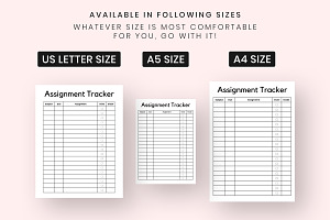 Printable Assignment Tracker Temp