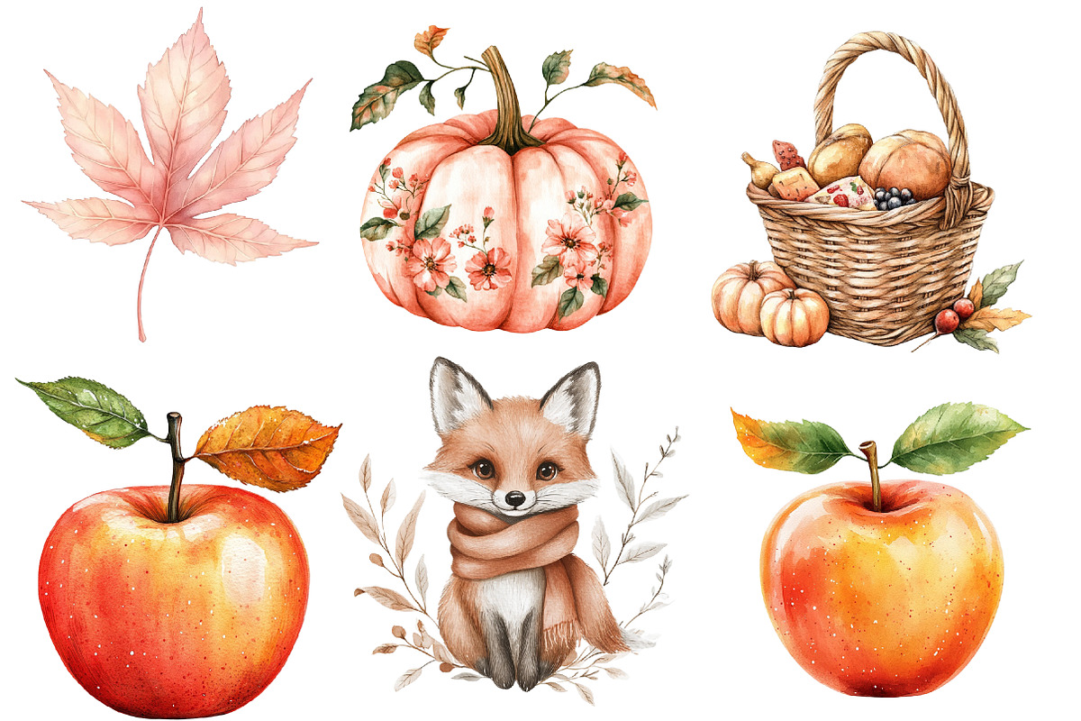 Peach Colored Autumn Clipart, an Illustration by Designworld (Photo 2 of 6)