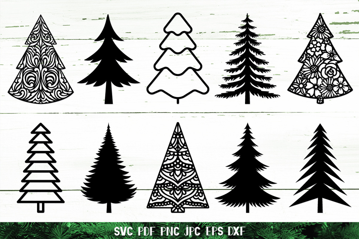Christmas Tree Silhouette Set, a Graphic by Digital_Craftyfox (Photo 6 of 20)