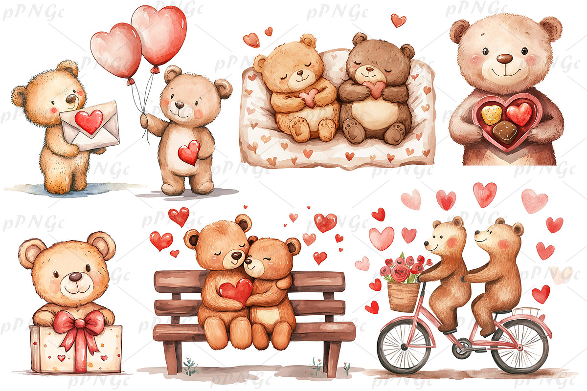 Valentine Bears Clipart Bundle, an Animal Illustration by PassionPNGcreation (Photo 1 of 3)