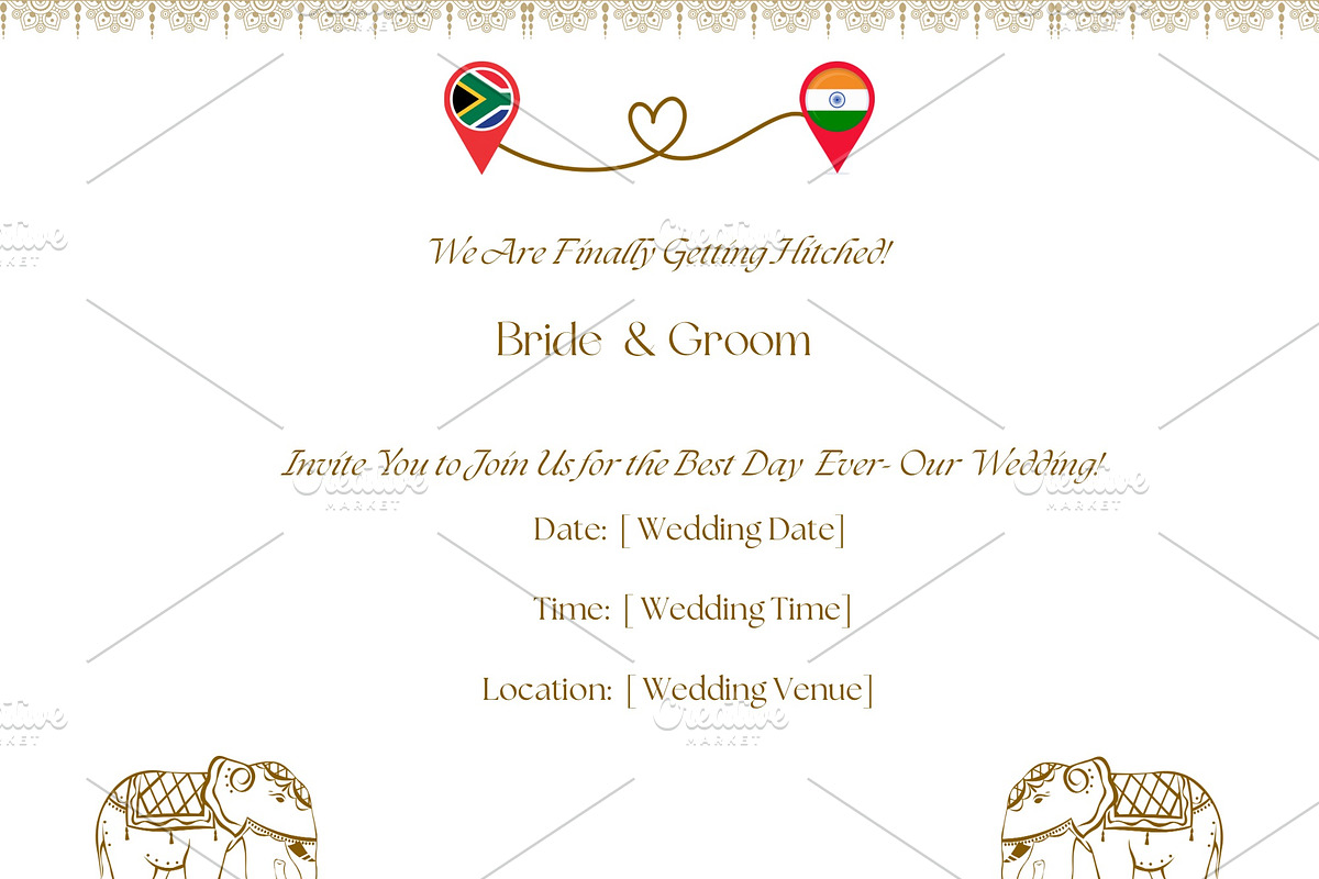 Cross Continent Wedding Invitation, an Invitation Template by Nhance (Photo 1 of 4)