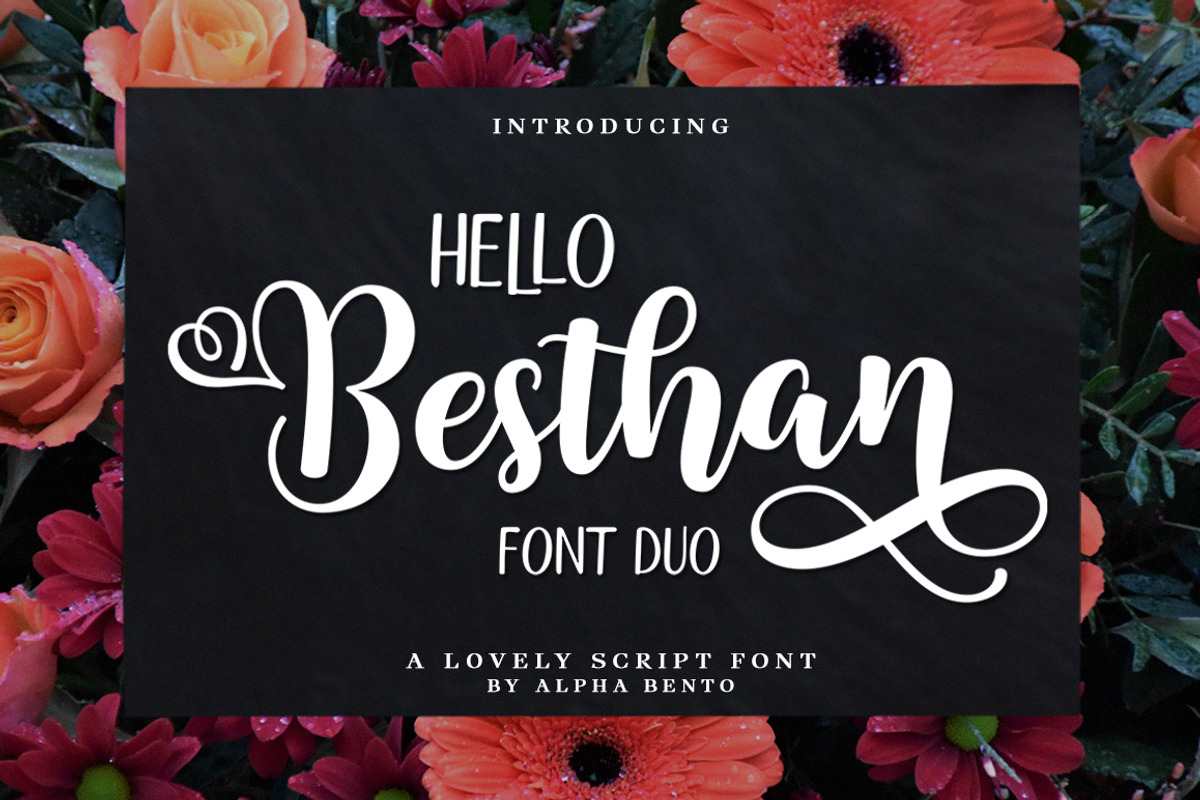 Hello Besthan Font Duo, a Script Font by Alpha Bento (Photo 1 of 6)