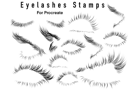 Eyelashes Stamps for Procreate, a Brush Add-On by MessyArtss