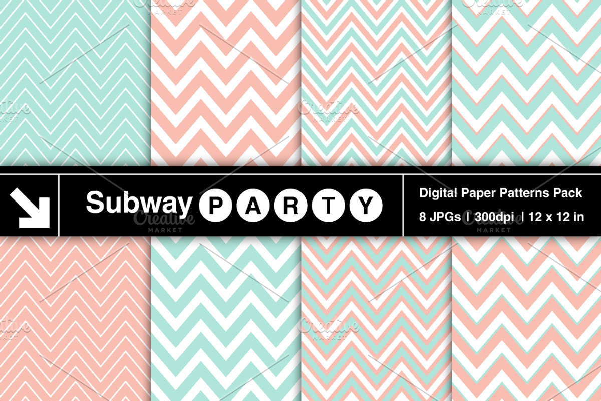 Pastel Mint & Coral Chevron Papers