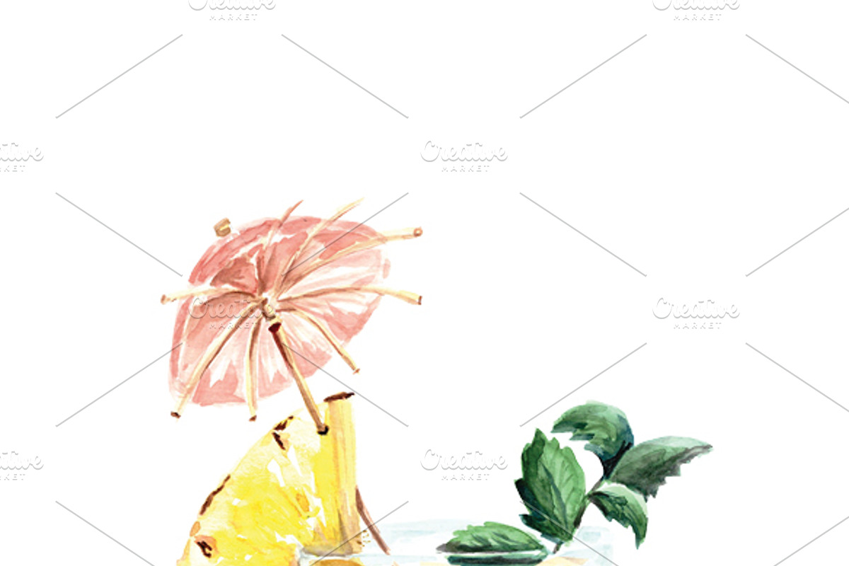 Watercolour Pineapple Cocktail, a Food Illustration by MumAndMe (Photo 2 of 2)