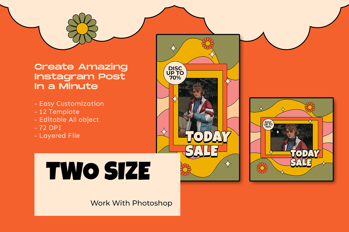 Gruvie Retro Kit Instagram Template, a Social Media Template by Shinra Labs (Photo 5 of 5)