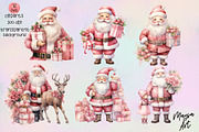 Pink Santa Watercolor Clipart Set, a Seasonal Illustration by Maysa Art (Thumbnail 3 of 6)