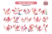 Watercolor Axolotl Clipart Bundle, an Animal Illustration by TatiMockup (Thumbnail 2 of 6)