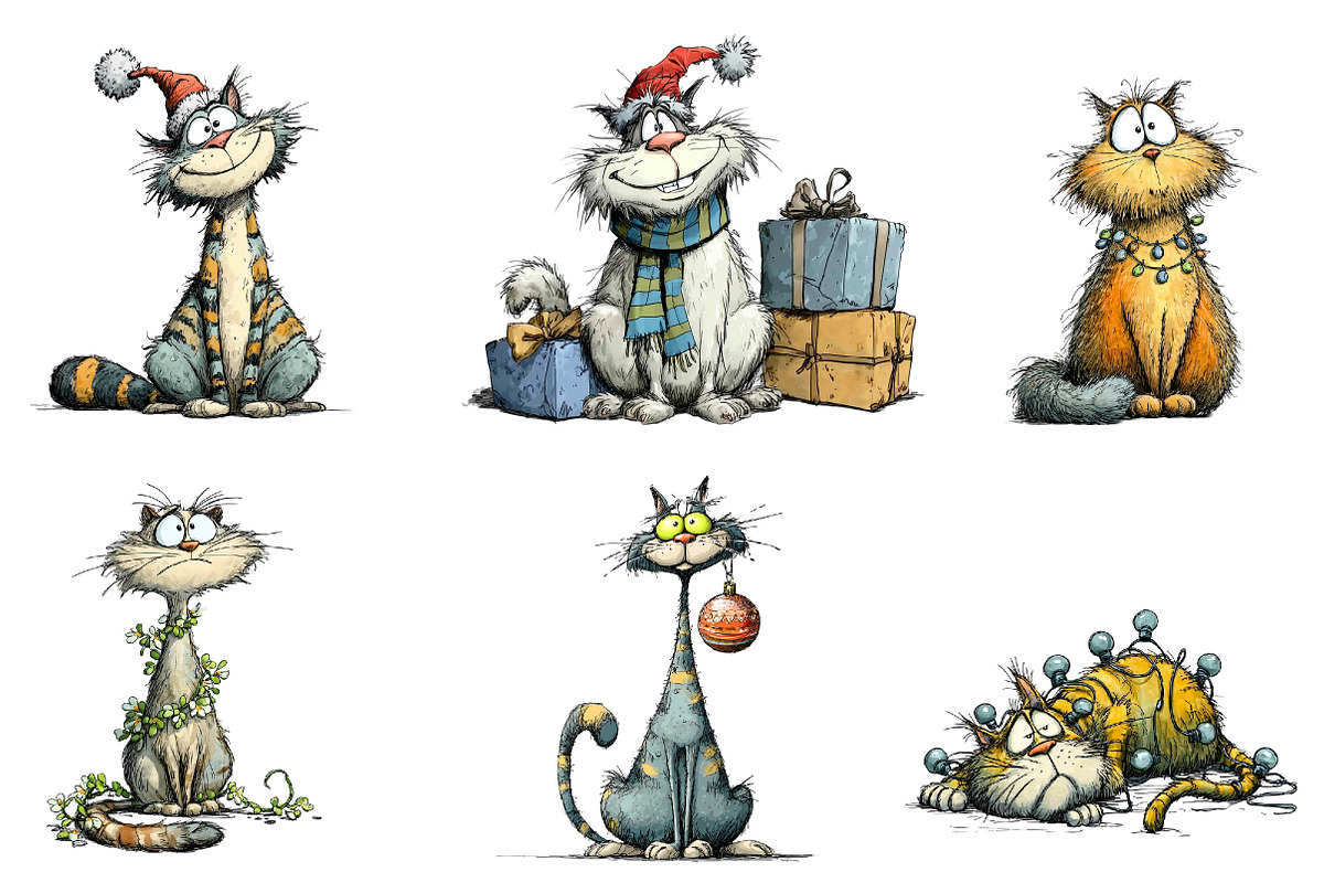 Quirky Cats Clipart, an Illustration by CreationArt (Photo 4 of 5)