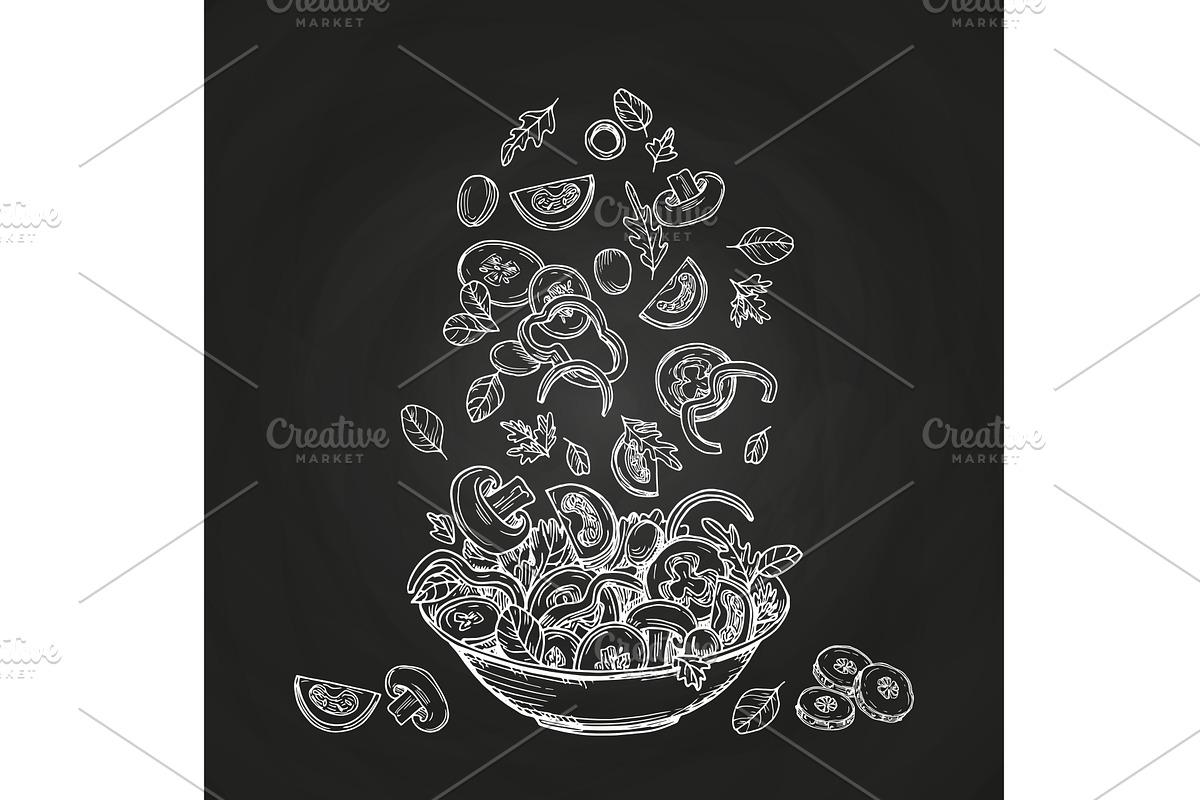 Hand drawn salad isolated on, a Background Graphic by Valerie Bodnar