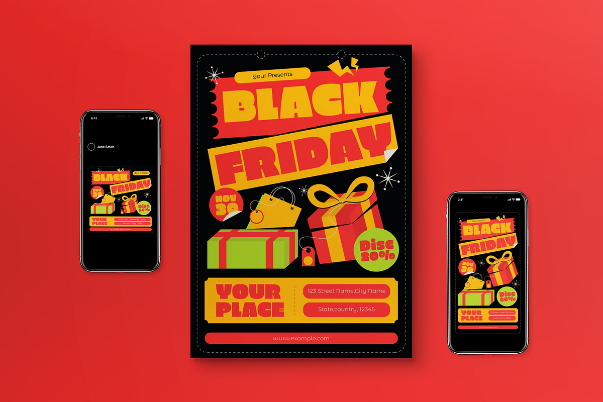Black Mid Black Friday Flyer Set, a Flyer Template by graphicook (Photo 1 of 3)