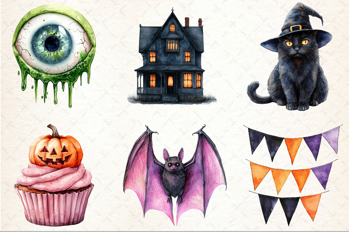 Halloween Clipart Bundle, a Seasonal Illustration by Rose Art (Photo 2 of 7)