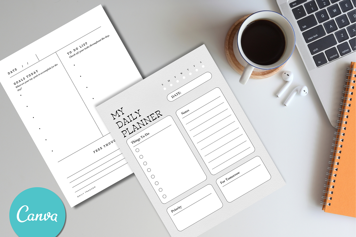 Canva Daily Planner Template Bundle, a Stationery Template by WynterLife Studio (Photo 3 of 6)