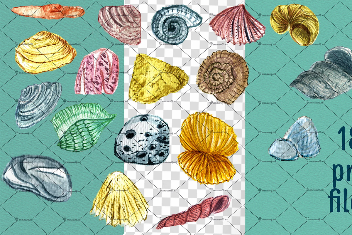 Ocean Whimsy Watercolor Wonders, an Illustration by Amarawolf's Art (Photo 9 of 18)