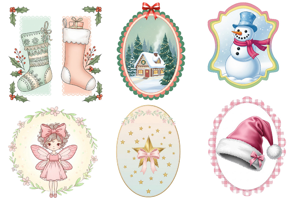 Coquette Christmas Frame Clipart, an Illustration by Designworld (Photo 2 of 5)