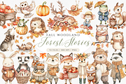 Whimsical Woodland Clipart Fall, an Animal Illustration by ClipArtCharm (Thumbnail 1 of 6)