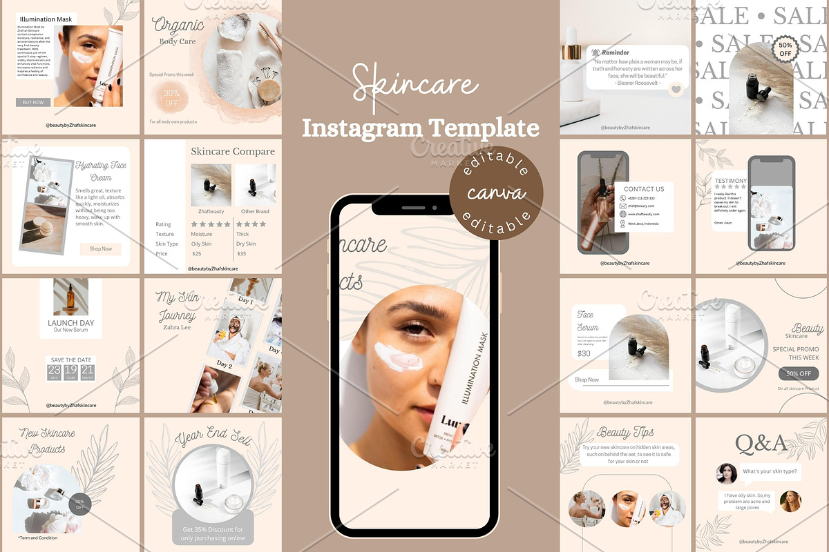 Skincare Instagram Post Canva, a Social Media Template by Reza Space (Photo 1 of 4)