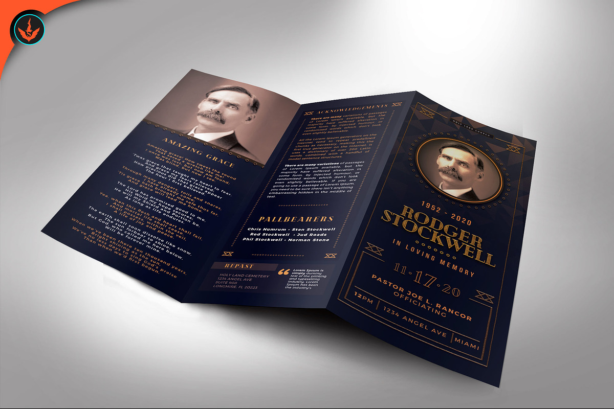 Funeral Program 23Art Deco Tri-Fold, a Brochure Template by SeraphimChris (Photo 3 of 4)