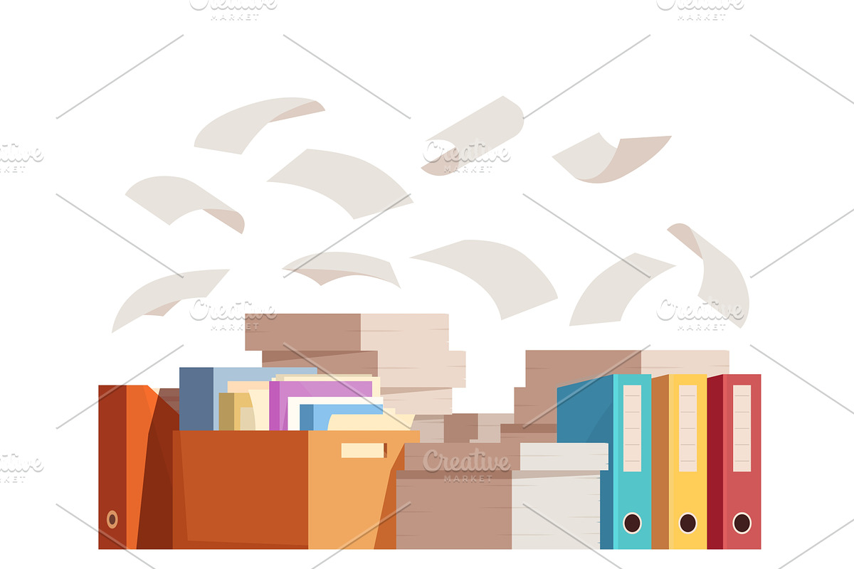 Office documents. Pile of folders, a Finance Illustration by Valerie Bodnar