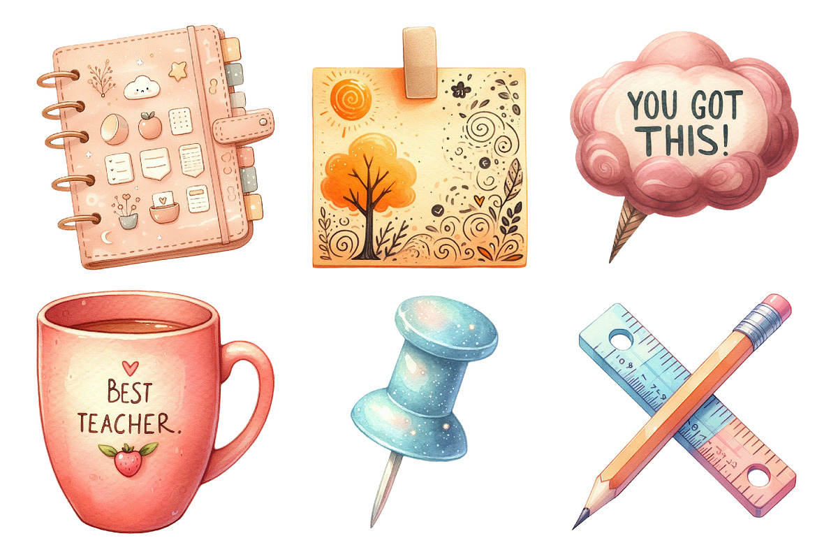 Whimsical Teacher Themed Clipart, an Illustration by Daily.Designs (Photo 4 of 5)