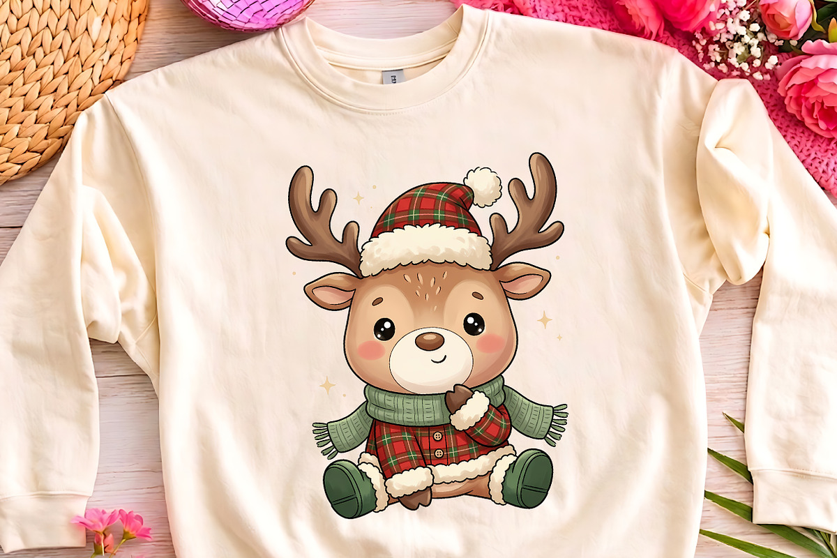 Cute Christmas Reindeer Plaid PNG, a Seasonal Illustration by CrexoraLab (Photo 3 of 4)