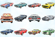 Retro Muscle Car Art Pack, an Illustration by Craft Nest (Thumbnail 3 of 6)
