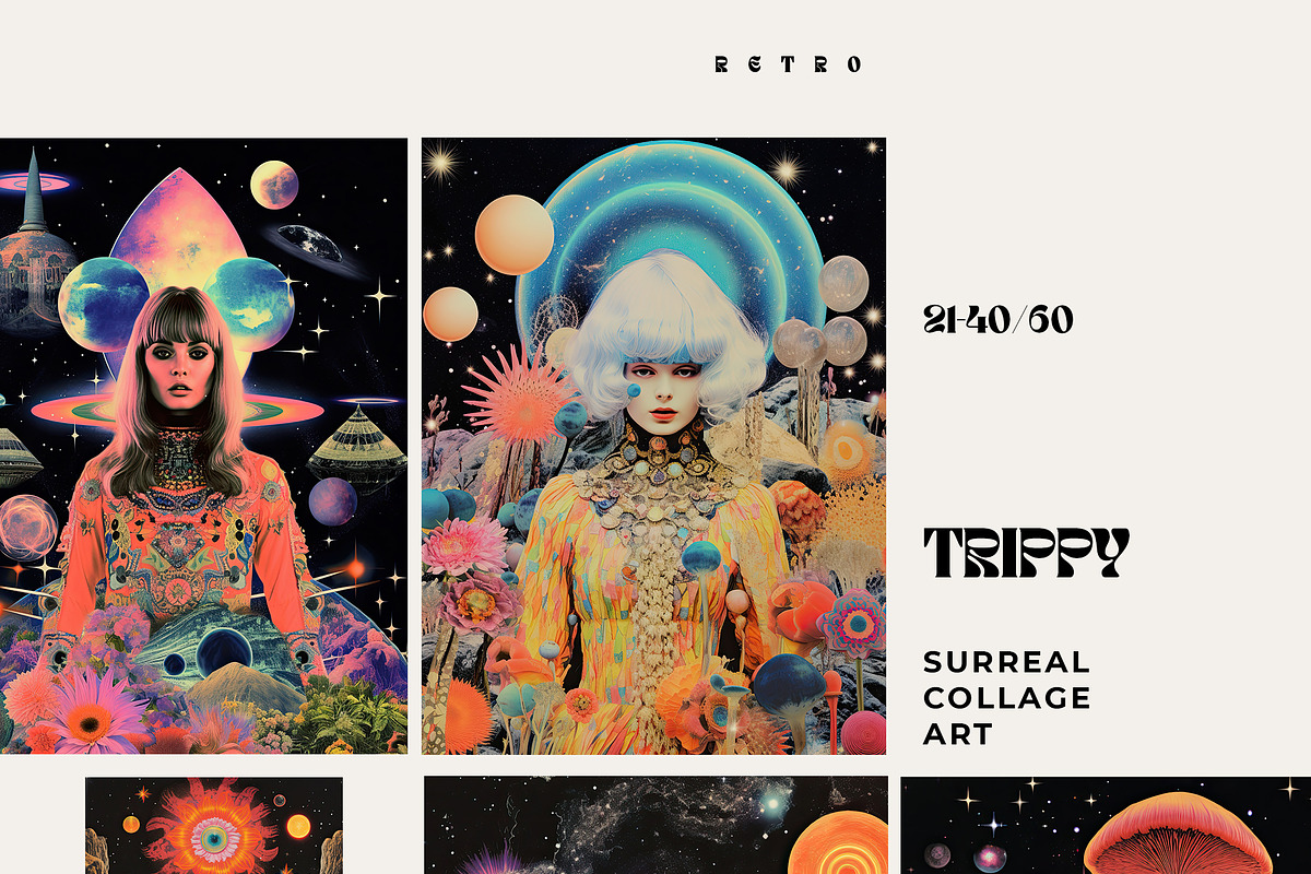 TRIPPY Retro Surreal Posters, a Decorative Illustration by Lana Elanor (Photo 5 of 8)