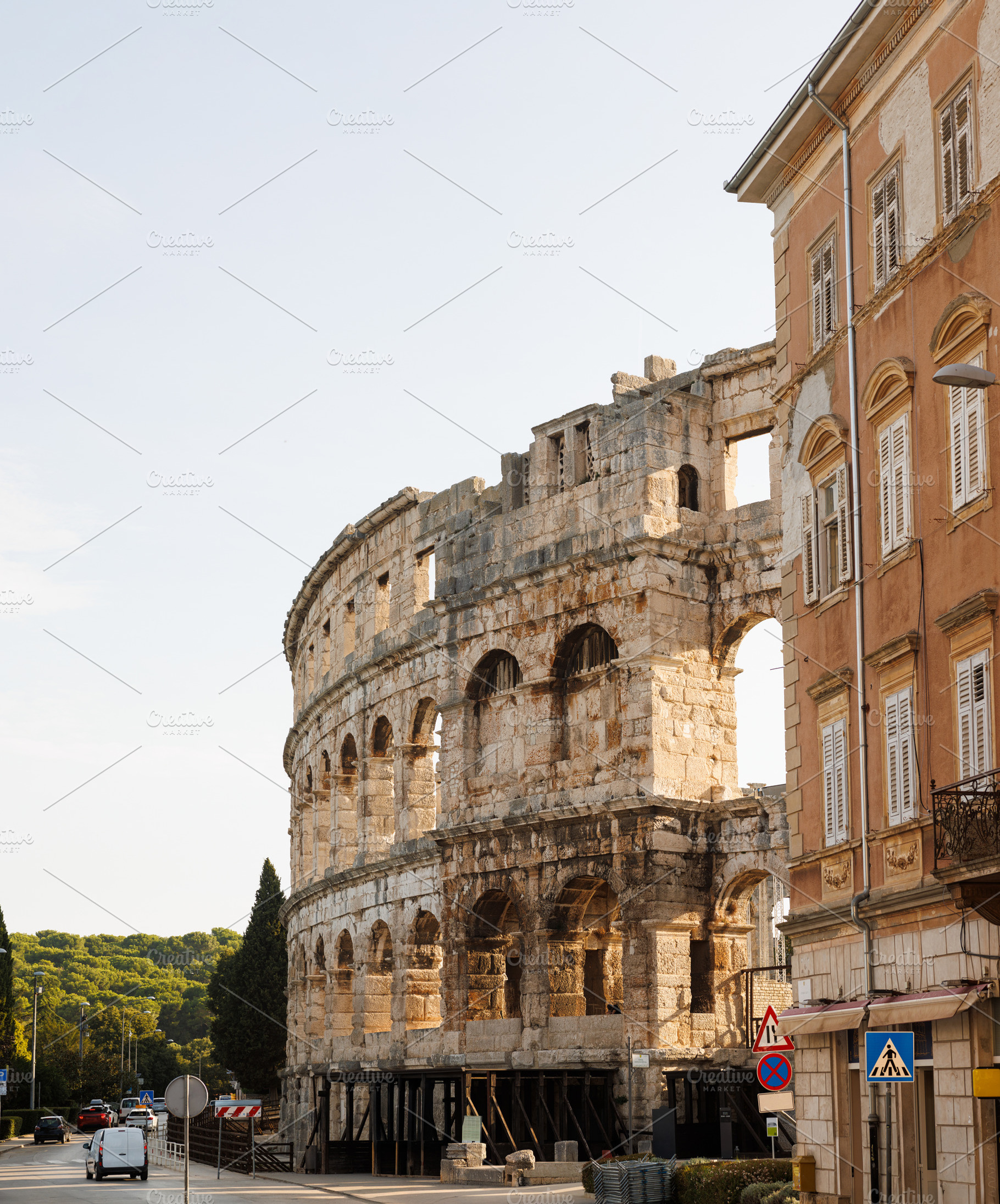 A wall fragment of ancient Roman amphitheater in Pula, Croatia, an Architecture Photo by Bepslabor