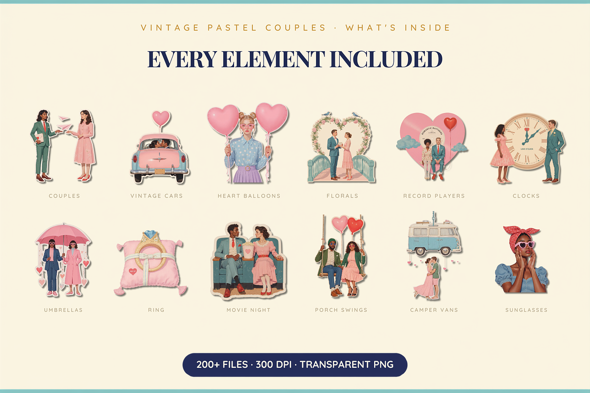 Vintage Pastel Couples Collage, an Object Graphic by Jakayla Digital Co (Photo 2 of 13)