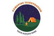 Campsite with campfire illustration, a Decorative Illustration by nandinigraphics (Thumbnail 2 of 3)