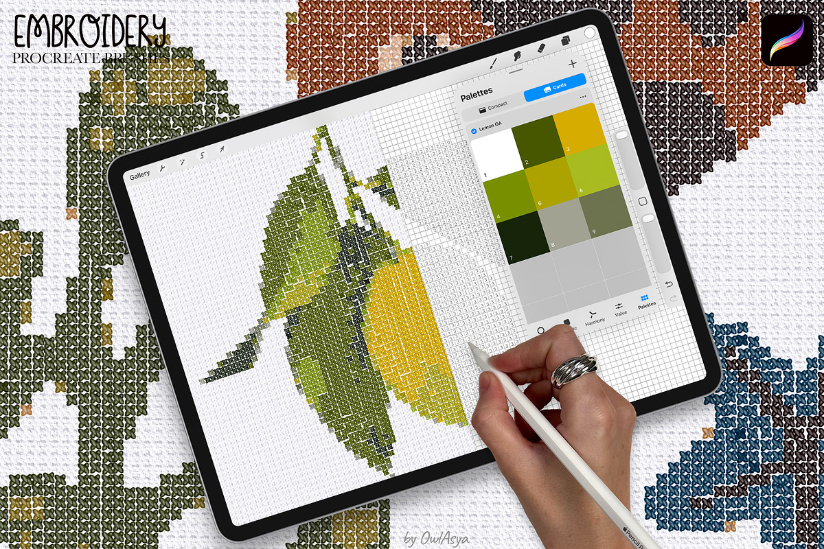 Embroidery Procreate Brushes Kit, a Brush Add-On by owlasya (Photo 4 of 5)