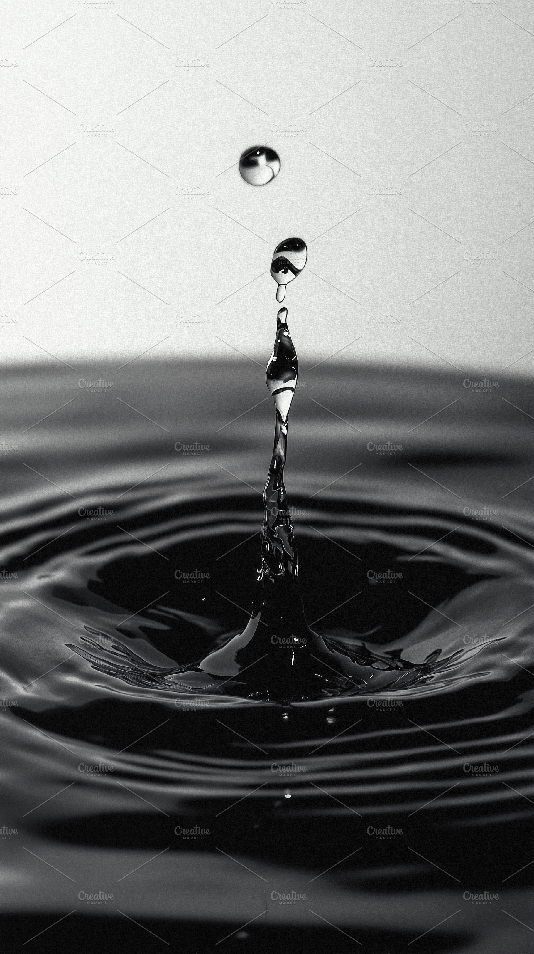 Dramatic black liquid droplet splash, a Background Photo by MistyDay