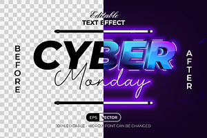 Cyber Monday Text Effect Neon Style