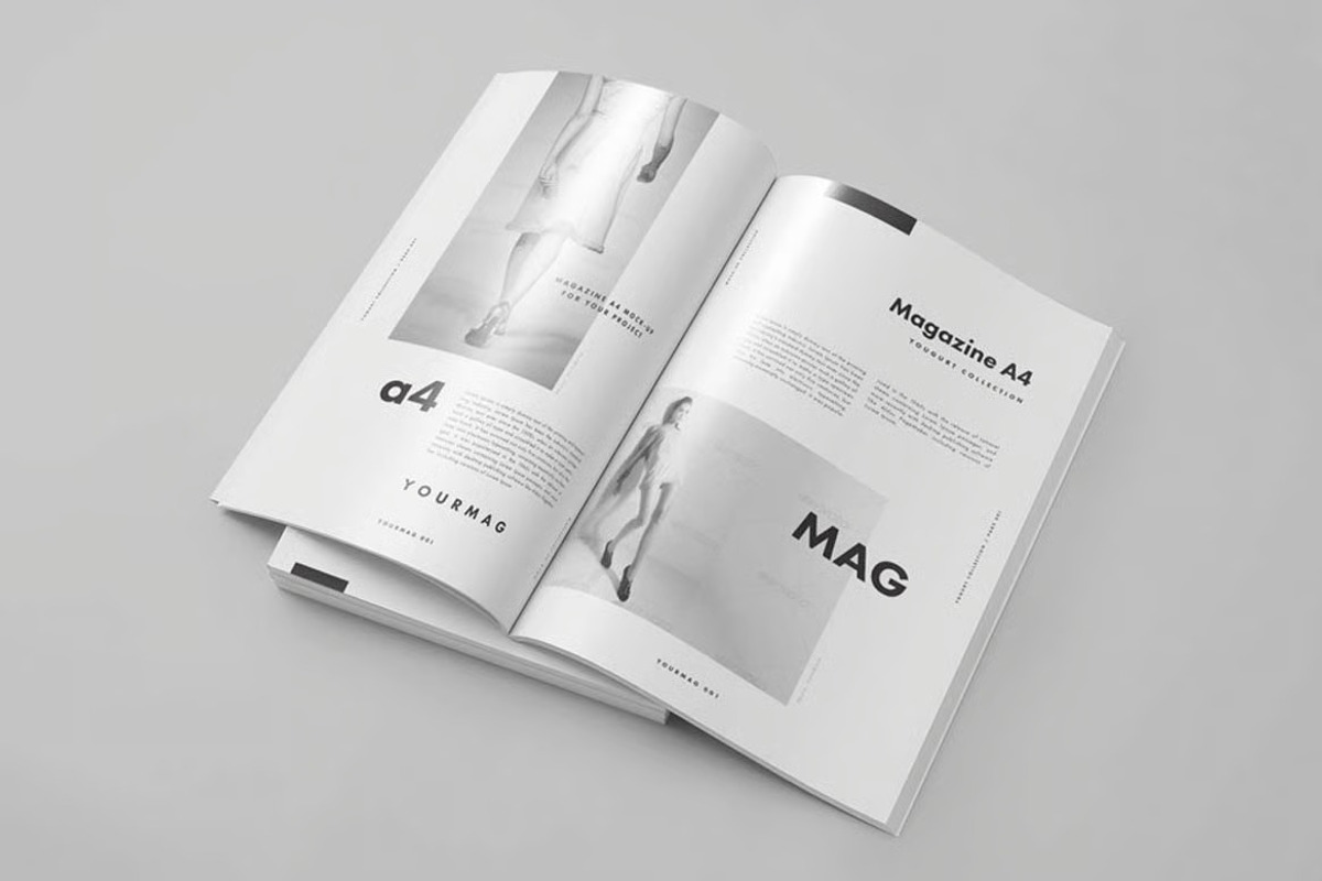 Stacked Open A4 Magazine View Mockup, a Books & Magazine Mockup by DesignRushMarket (Photo 2 of 2)