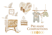 Boho Nursery Watercolor Clipart, an Animal Illustration by NikiArts (Thumbnail 8 of 13)