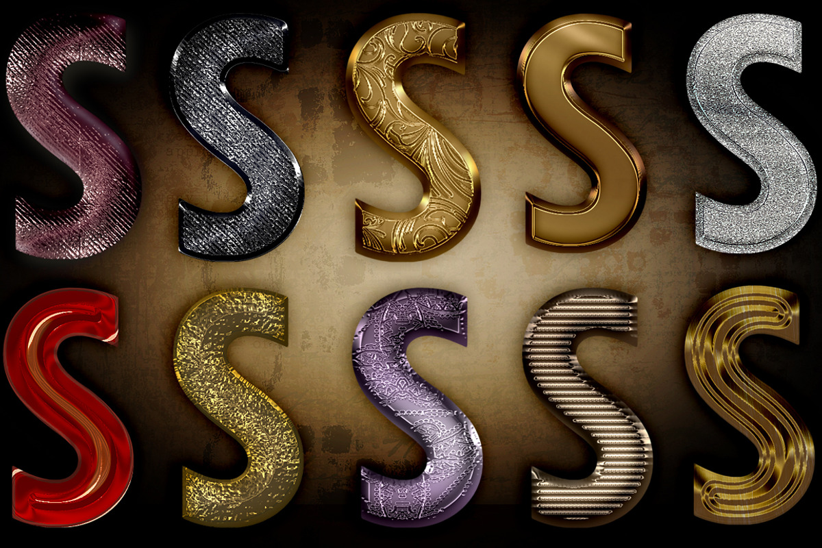 Metal Layer Styles For Photoshop, a Layer Style Add-On by Posh Papers & Patterns (Photo 4 of 6)