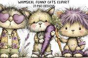 Whimsical Funny Cats Clipart, an Illustration by Daily.Designs (Thumbnail 1 of 6)