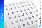 Weather Line Icons Set, an Outline Icon by Voysla's Shop (Thumbnail 1 of 4)