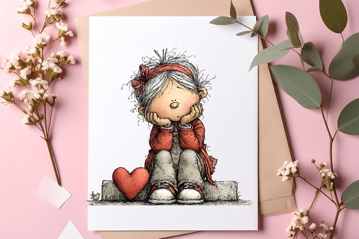 Quirky Elderly Valentine Woman PNG, an Illustration by SinaCreation (Photo 6 of 11)