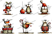 Quirky Christmas Birds Clipart, an Illustration by DreamArtGraphic (Thumbnail 5 of 5)